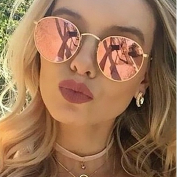everrealli Accessories - HP🌸Pink & Gold Flat Lens Mirrored Sunglasses